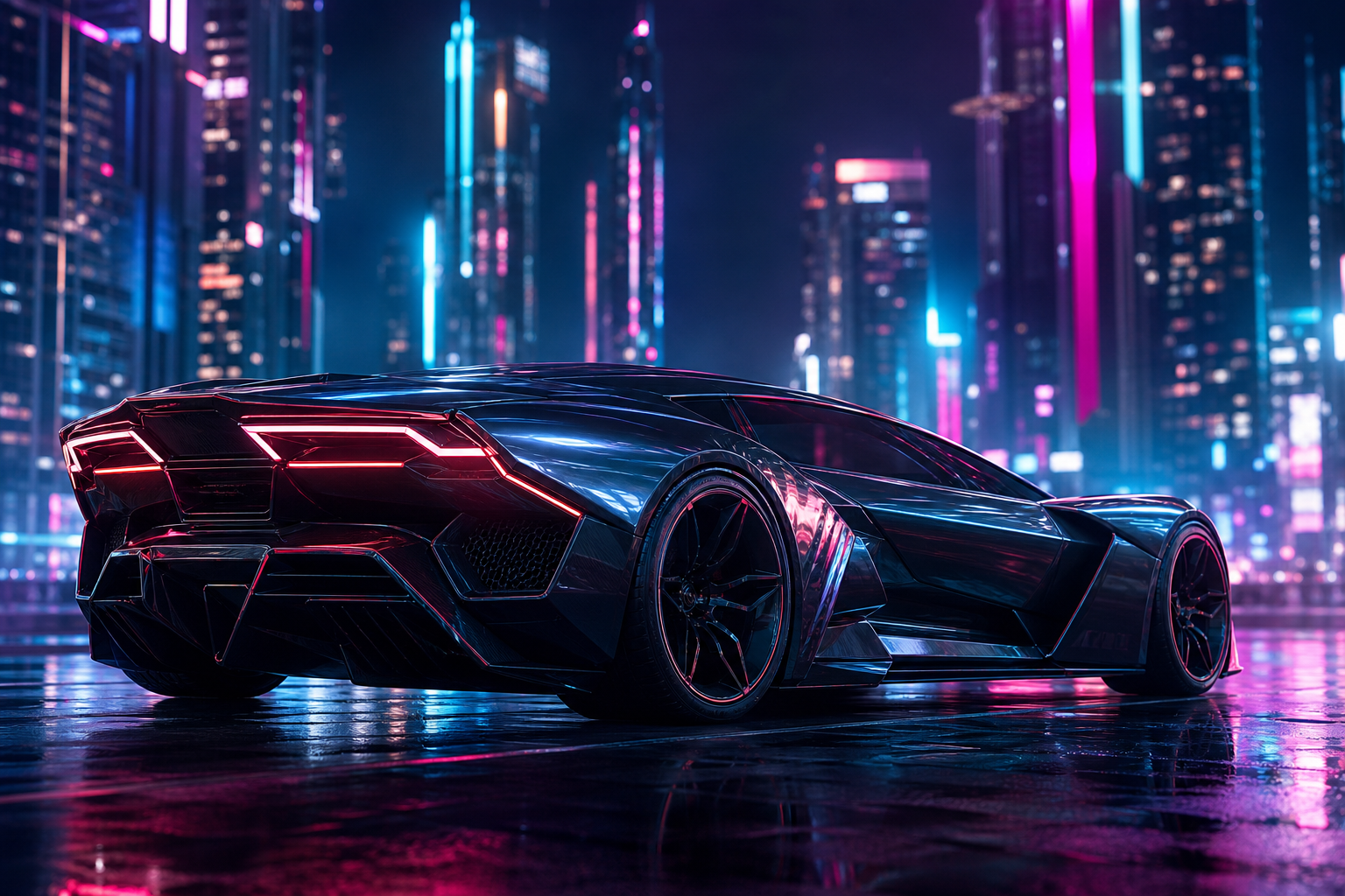 luxury futuristic sports car in ne