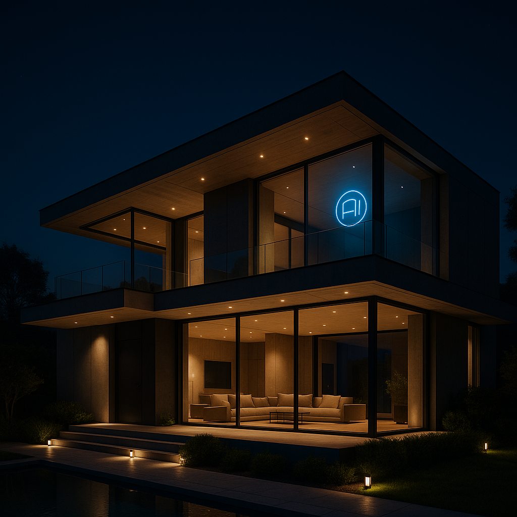 modern AI smart house exterior at 